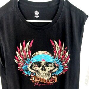 Mens Freedom Glory +Honor Sleeveless Skull Shirt Size 2 X Large Black